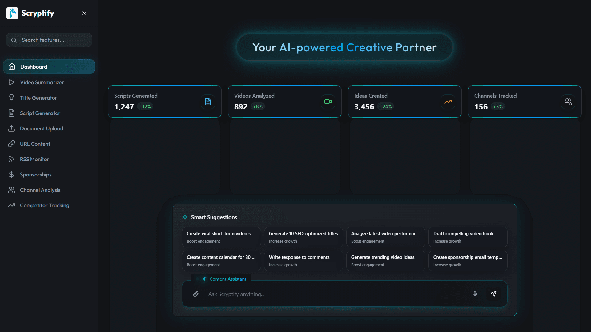 Scryptify Dashboard Preview